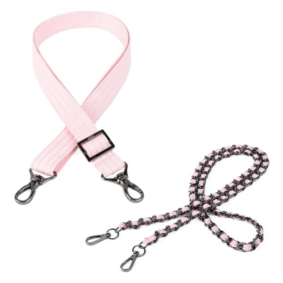 Lug 2-Piece Bag Straps – 1-inch Classic and Metal Chain Strap - Bubble Pink - Picture 1 of 8